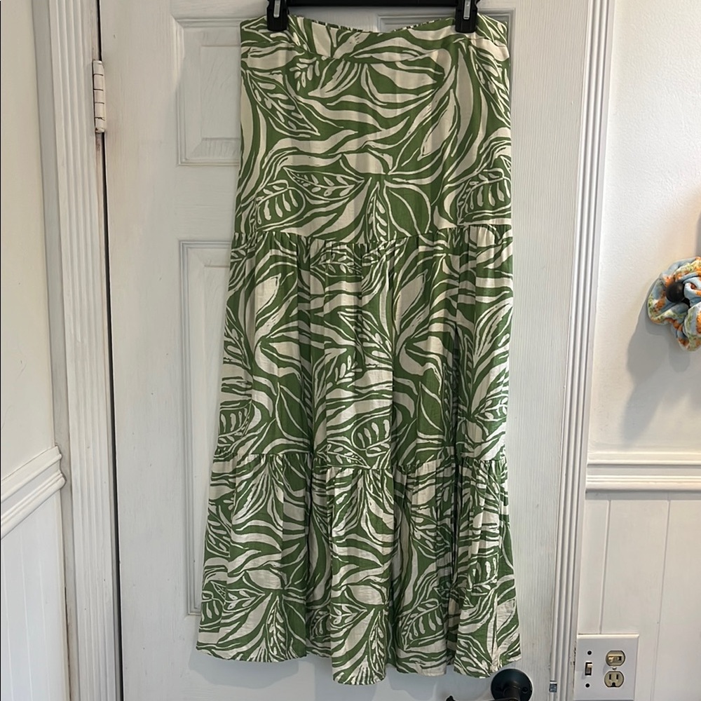 Peach Tropical Print Skirt